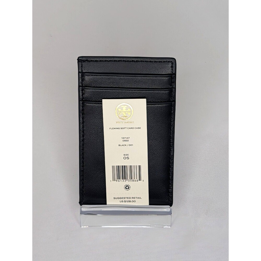 Tory Burch Fleming Soft Card Case Holder Leather Wallet ~NWT~ Black - Picture 6 of 6